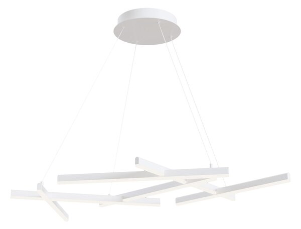 Lampadario A Sospensione Moderno Line Alluminio Bianco 6 Luci Led 79W