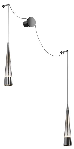 Applique Da Parete Moderno Sintesi Metallo Cromo Vetro 2 Luci Led 24W