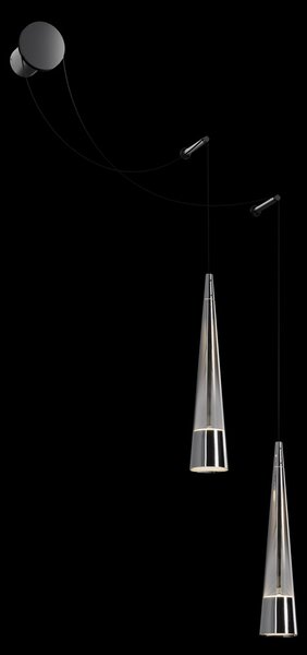 Applique Da Parete Moderno Sintesi Metallo Cromo Vetro 2 Luci Led 24W