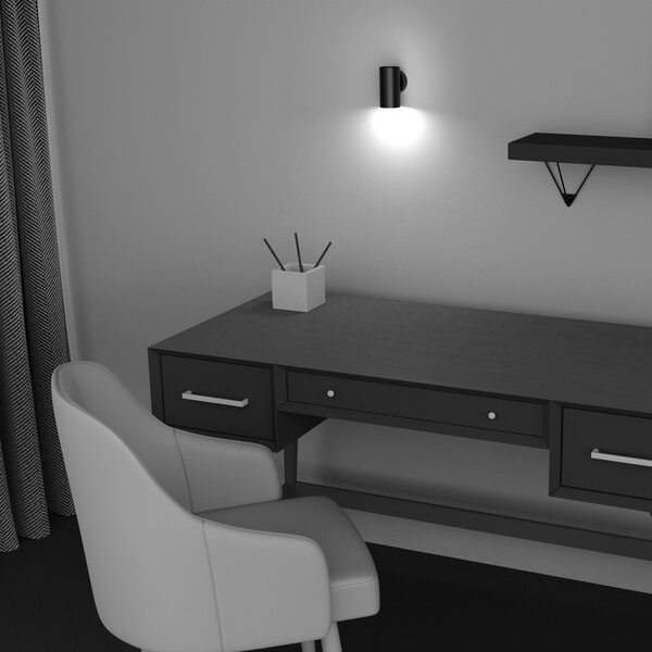 Applique Da Parete Moderno Focus S Alluminio Nero 1 Luce Gu10 10W