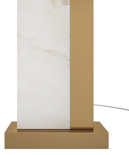 Lampada Da Tavolo Moderno Bianco Metallo Ottone Paralume Tessuto Luce E27 60W