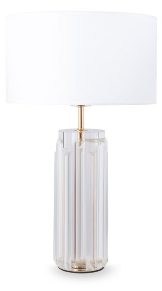 Lampada Da Tavolo Moderno Muse Metallo Oro Paralume Tessuto 1 Luce E27 60W
