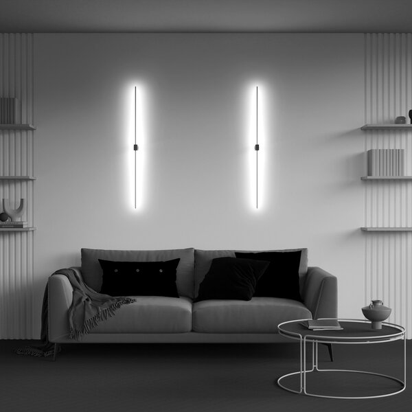 Applique Da Parete Moderno Pars Alluminio Nero Luce Led Integrato 12W Ip20