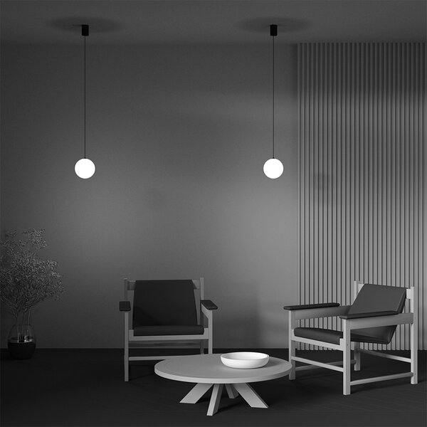 Lampadario A Sospensione Moderno Luna Alluminio Nero Led Integrato 5W Fredda
