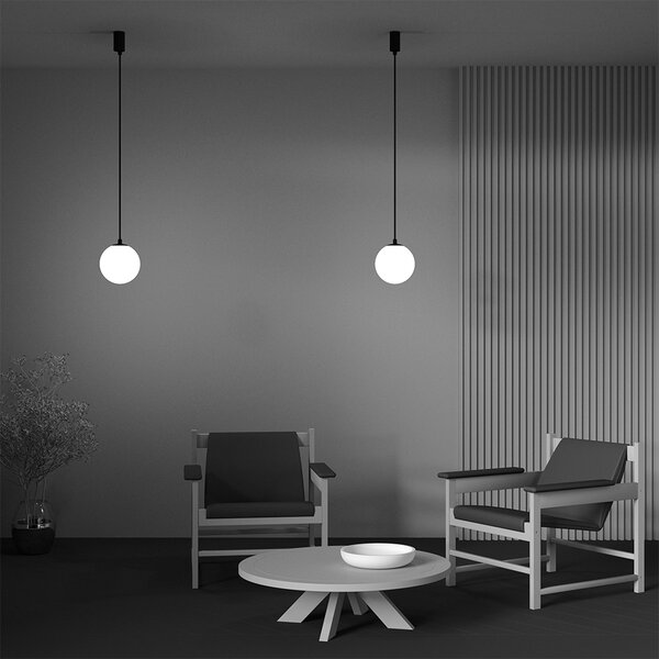 Lampadario Sospensione Moderno Luna Alluminio Nero Luce Led Integrato 5W Fredda