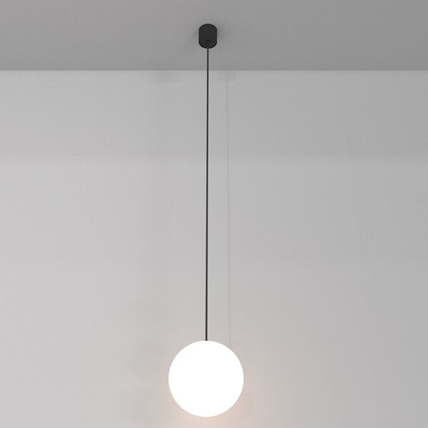 Lampadario Sospensione Moderno Luna Alluminio Nero Luce Led Integrato 5W Fredda