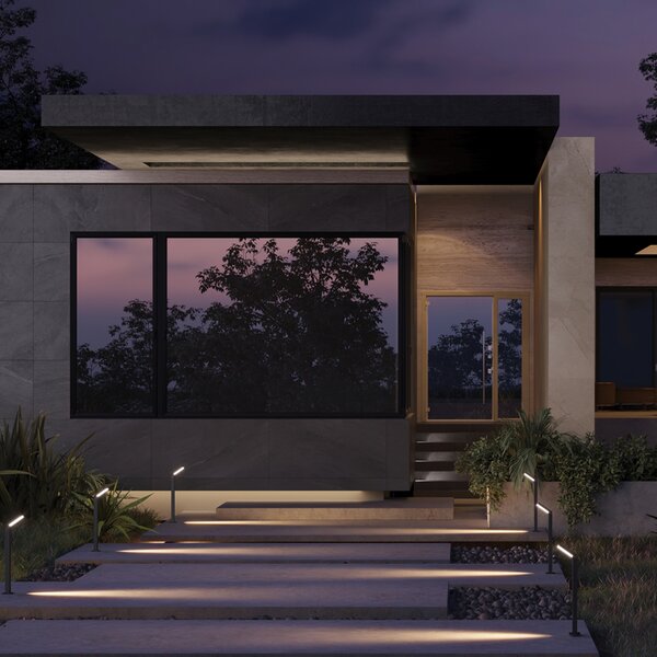 Lampione Per Esterno Moderno Alluminio Nero Luce Led 12W Ip54