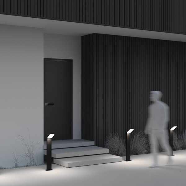 Lampione Per Esterno Moderno Alluminio Nero Luce Led 12W Ip54