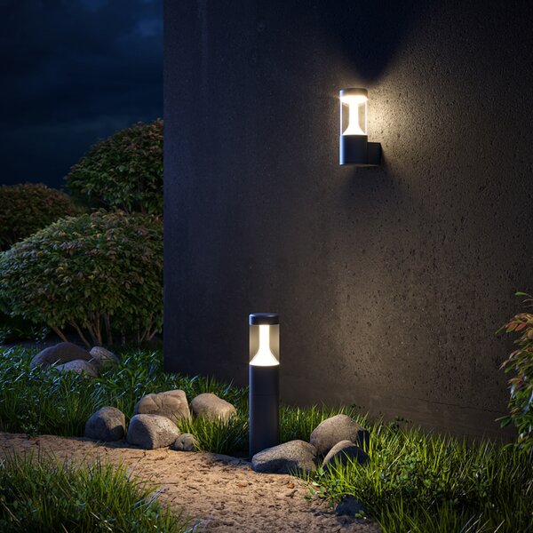 Lampione Per Esterno Moderno Alluminio Nero Luce 8W Ip54