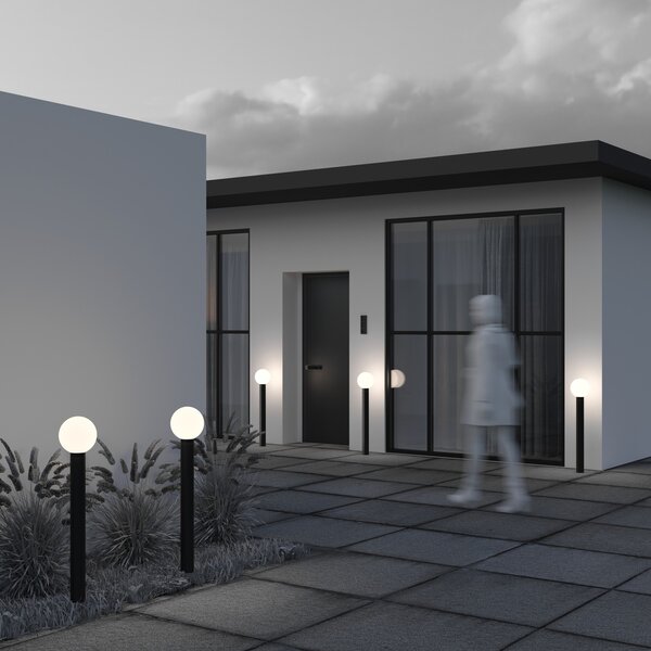 Lampione Per Esterno Moderno Alluminio Nero 1 Luce E27 60W Ip54 A++
