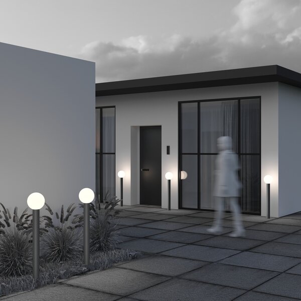 Lampione Per Esterno Moderno Alluminio Grigio 1 Luce E27 60W Ip54 A++