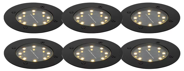 Set di 6 faretti da giardino neri con LED IP65 solari - Terry