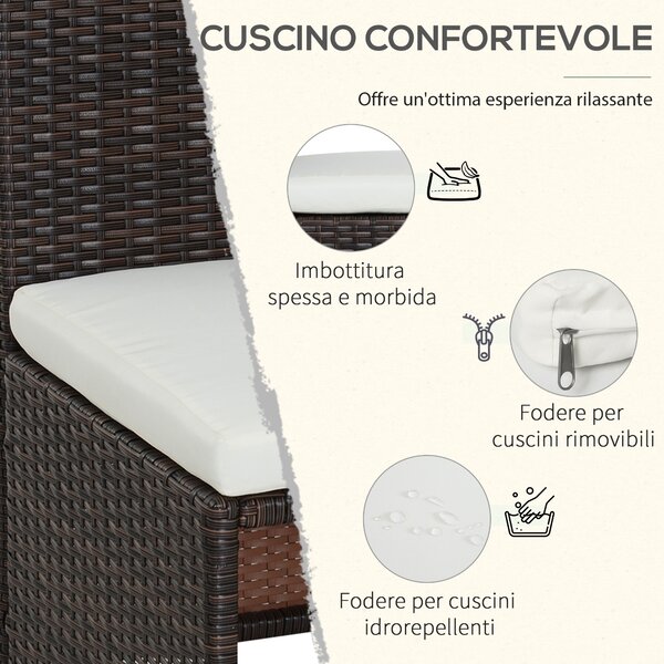 Outsunny Set Mobili da Giardino in Rattan 5pz Tavolo Pranzo 4 Sedie con Cuscini|Aosom