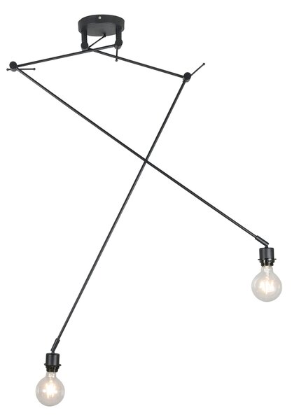 Lampada a sospensione moderna nera senza paralume 2 luci - Blitz
