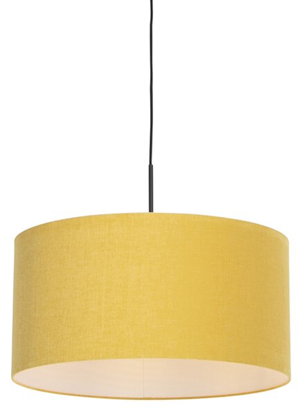 Lampada a sospensione nera paralume 50 cm giallo - COMBI 1