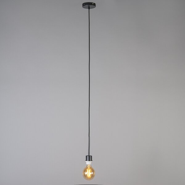 Lampada a sospensione moderna nera con paralume 45 cm color tortora - Combi 1