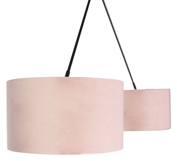 Lampada a sospensione paralume velluto rosa oro 35 cm - BLITZ II