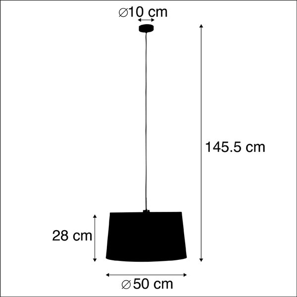 Lampada a sospensione con paralume in cotone nero e oro 50 cm - Combi