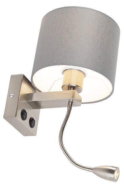 Applique moderna in acciaio con paralume grigio - Brescia