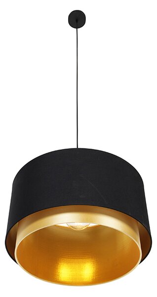 Lampada a sospensione moderna nera paralume duo 47 cm oro - COMBI