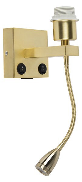 Applique Art Déco oro con USB e braccio flessibile - Brescia Combi