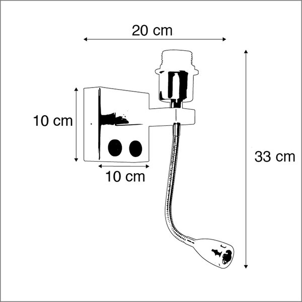 Applique Art Déco oro con USB e braccio flessibile - Brescia Combi