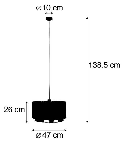 Lampada a sospensione moderna nera paralume duo 47 cm oro - COMBI