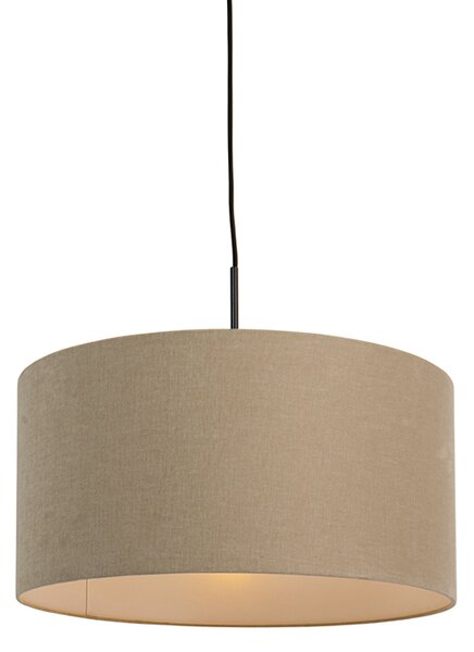 Lampada a sospensione rustica nera con paralume beige 50 cm - Combi
