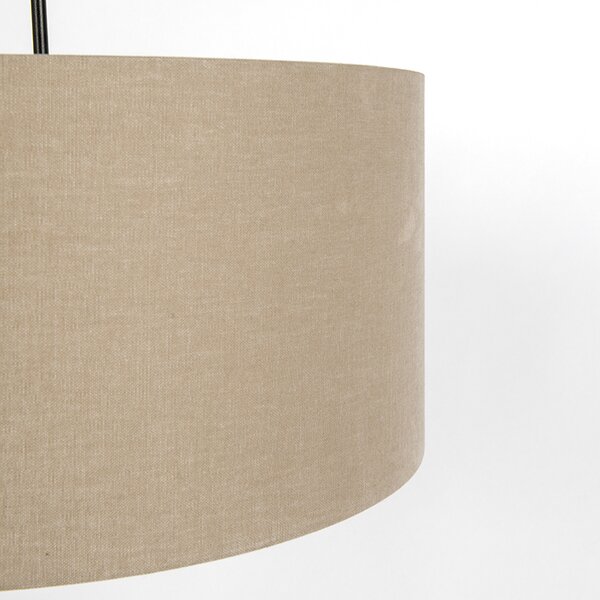 Lampada a sospensione rustica nera con paralume beige 50 cm - Combi