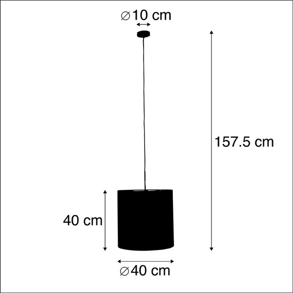 Lampada a sospensione con paralume in velluto blu con oro 40 cm - Combi