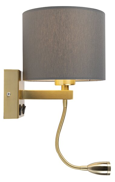 Applique Art Déco dorata con USB e paralume grigio - Brescia