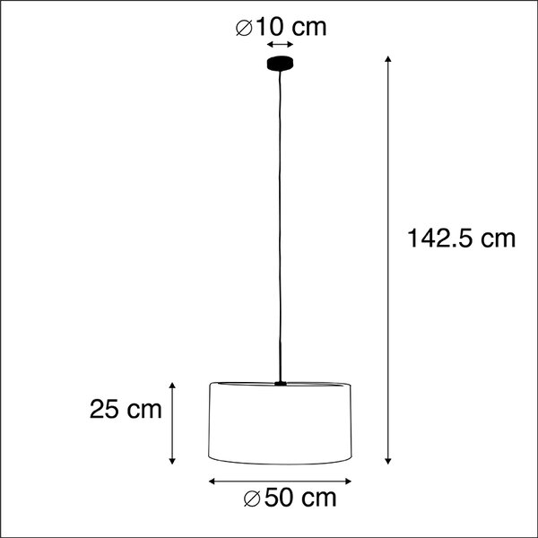 Lampada a sospensione con paralume in velluto nero con oro 50 cm - Combi