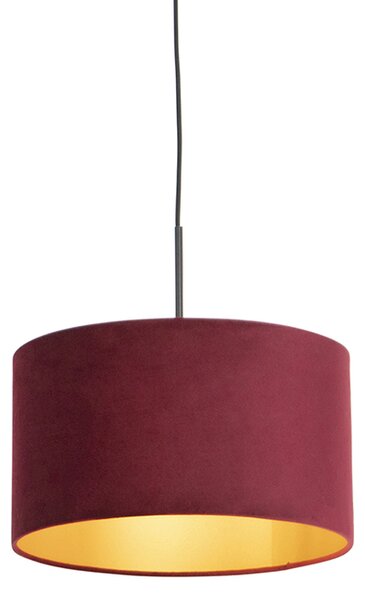 Lampada sospensione velluto rosso 35 cm - COMBI