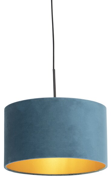 Lampada sospensione velluto azzurro 35 cm - COMBI