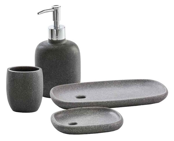 Set 4 accessori da bagno da appoggio in ceramica beige