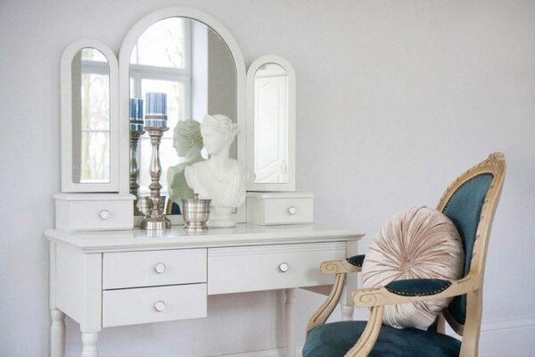 Toeletta bianca con specchio in stile provenzale francese PRINCESS 808-Arrediorg.it