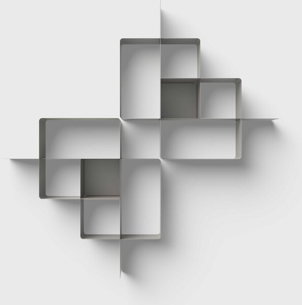 Pezzani Libreria da parete in acciaio verniciato dal design moderno composizione n.5 - Mondrian
