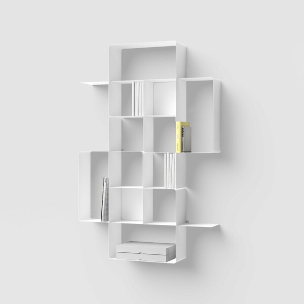 Pezzani Libreria da parete in acciaio verniciato dal design moderno composizione n.4 Mondrian Acciaio Inox Bianco Librerie da Parete,Librerie Componibili