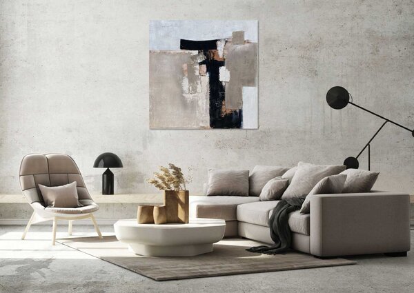 Agave Quadro moderno astratto dipinto a mano su tela "Dust abstract" 100x100 -