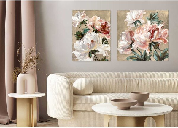 Agave Quadro classico floreale dipinto a mano su tela "Elegant Roses 1" 100x100 -