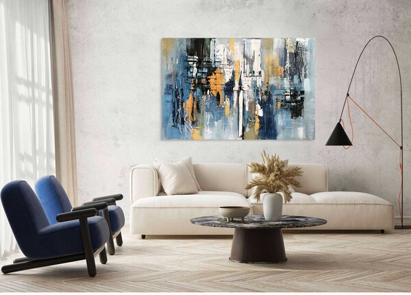 Agave Quadro moderno astratto dipinto a mano su tela "Shadow" 150x100 Tela Dipinti su Tela Quadri per soggiorno