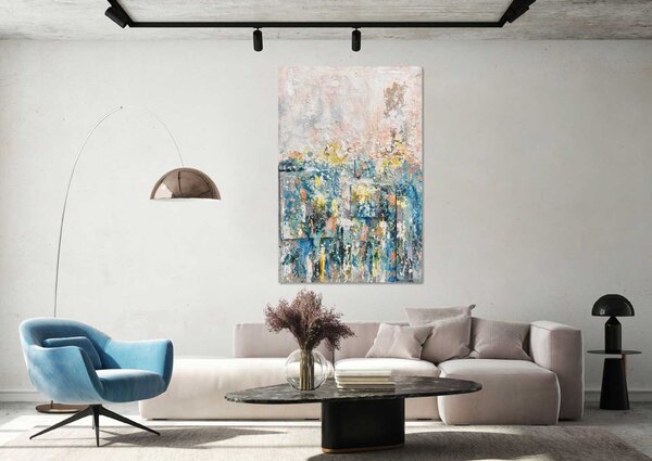 Agave Quadro moderno astratto dipinto a mano su tela "Sugar" 100x150 Tela Dipinti su Tela Quadri per soggiorno