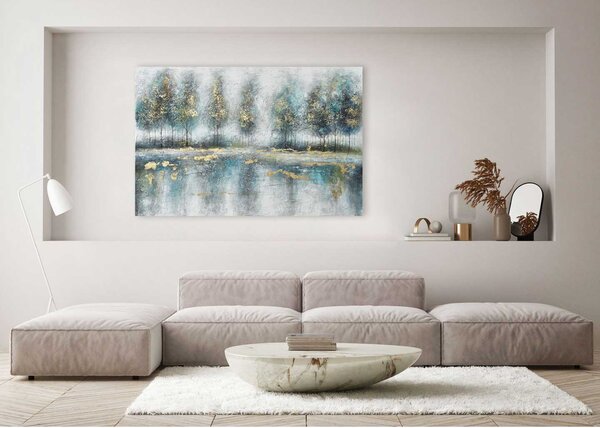 Agave Quadro moderno astratto con paesaggio dipinto a mano su tela "Radura" 150x100 Tela Dipinti su Tela Quadri per soggiorno