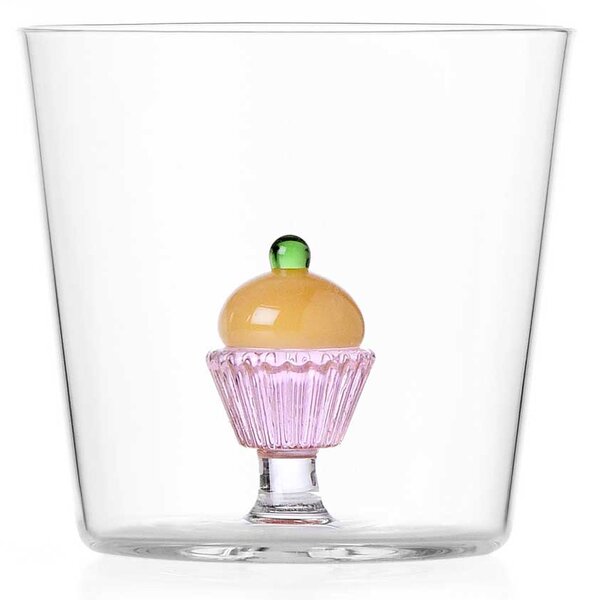 Ichendorf Bicchiere Tumbler per acqua in vetro dal design moderno "Pasticcino" Sweet&Candy Vetro Ambra