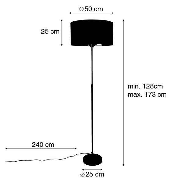 Lampada da terra regolabile dorata con paralume bianco 50 cm - Parte