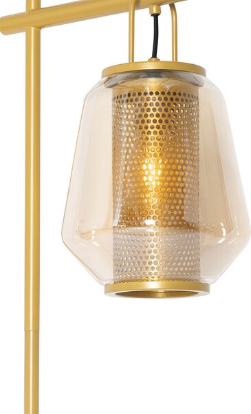 Lampada da terra art deco oro con vetro ambra - Kevin