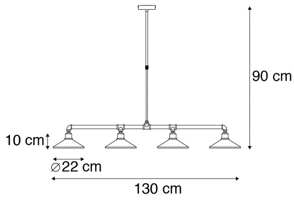 Lampada a sospensione intelligente nera 4 luci incl. Wifi ST64 - Laser