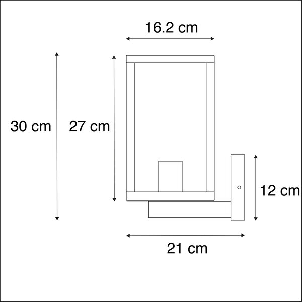 Applique da esterno smart nera con vetro 30 cm incl. Wifi ST64 - Rotterdam