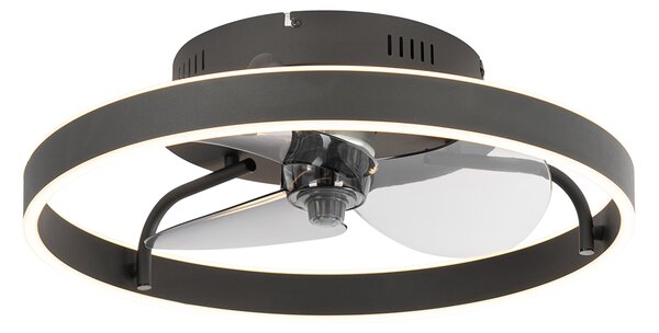 Ventilatore da soffitto nero incl. LED con telecomando - Maddy