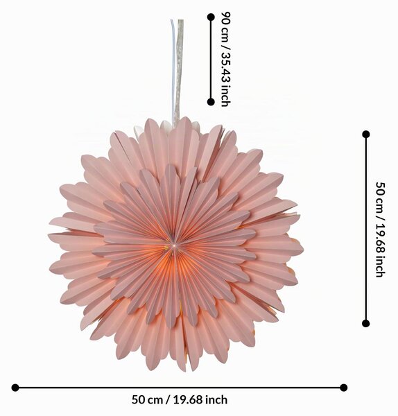 EGLO Stella di Natale per interni, stella decorativa in carta da appendere, decorazione per finestre in rosa, stella dell'avvento 3D, decorazione murale per soggiorno, Ø 50 cm